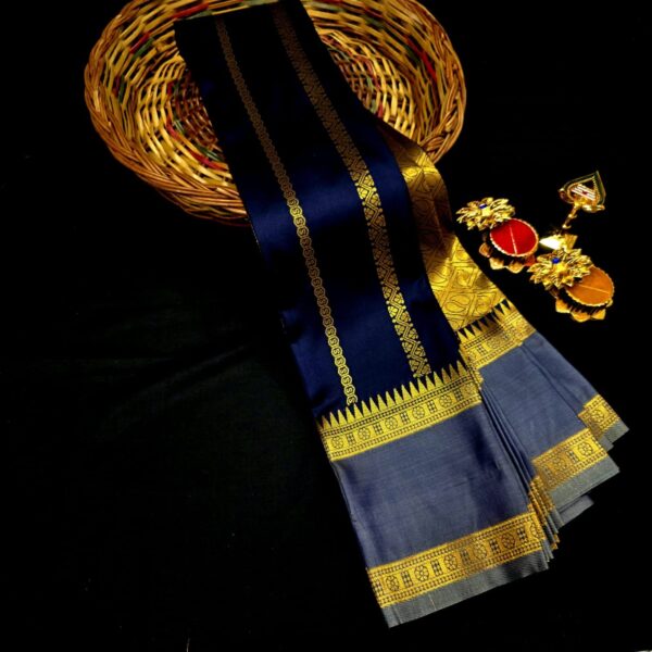 Own Production Premium Kanchi Semi Silk - Navy Blue