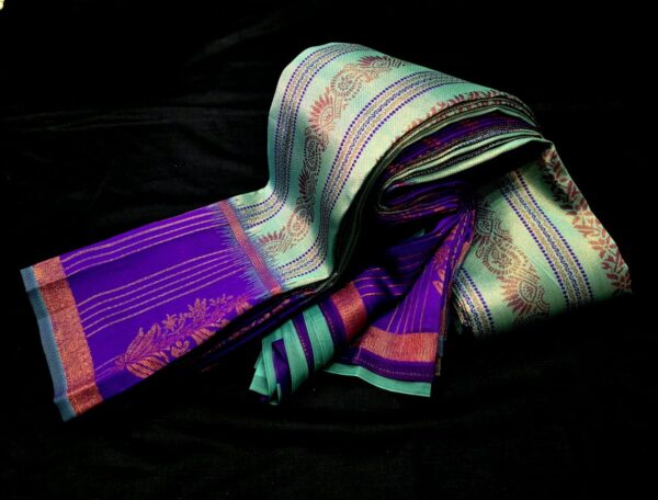 Siddhanth Kubera Saree – Mint Green with Violet