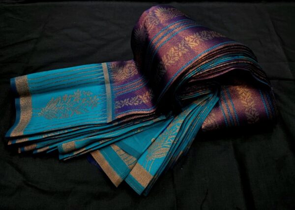 Siddhanth Kubera Saree – Royal Purple with Aqua Blue
