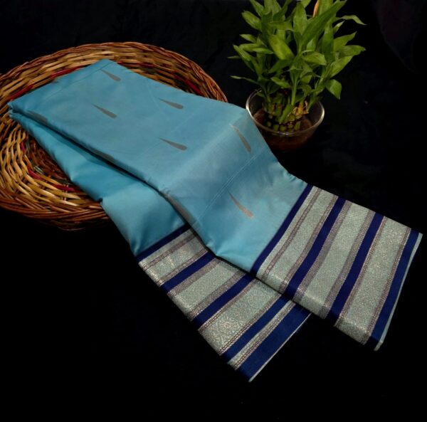 Luxery Semi Soft Silk Thilagam Design Sky Blue