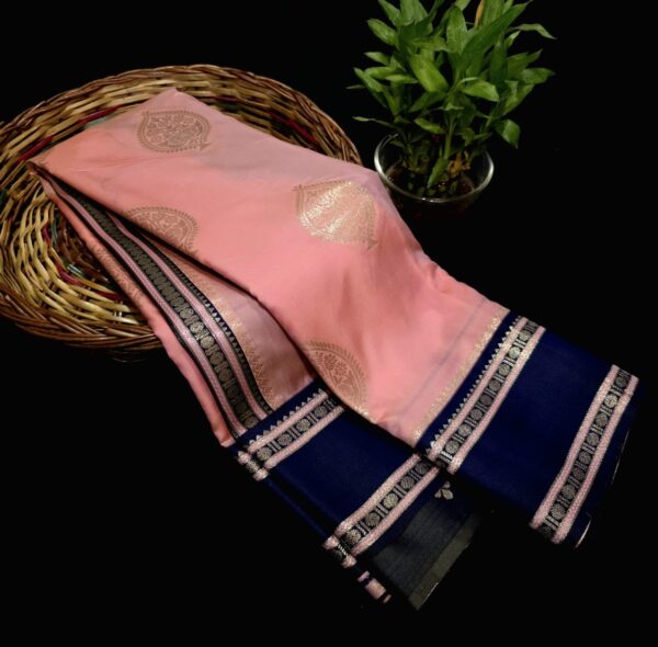 Luxery Semi Soft Silk Golden Zari Design Pink