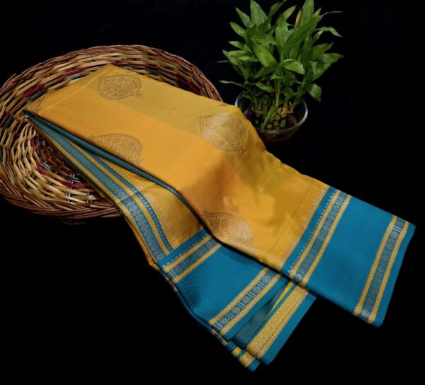 Luxery Semi Soft Silk Golden Zari Design Yellow