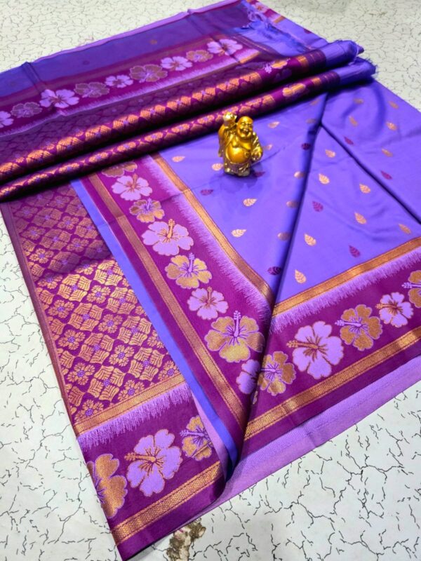 Luxery Soft Silk Hibiscus Design - Lavender