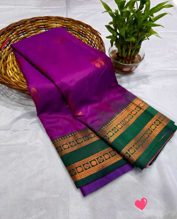 Luxery Golden Zari Soft Silk - Vibrant purple