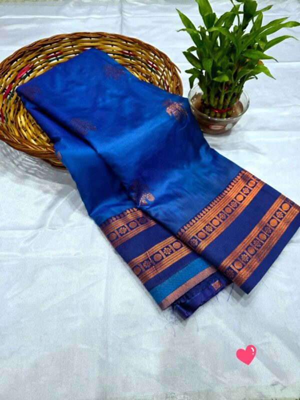 Luxery Golden Zari Soft Silk - blue