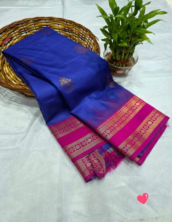 Luxery Golden Zari Soft Silk - Royal blue