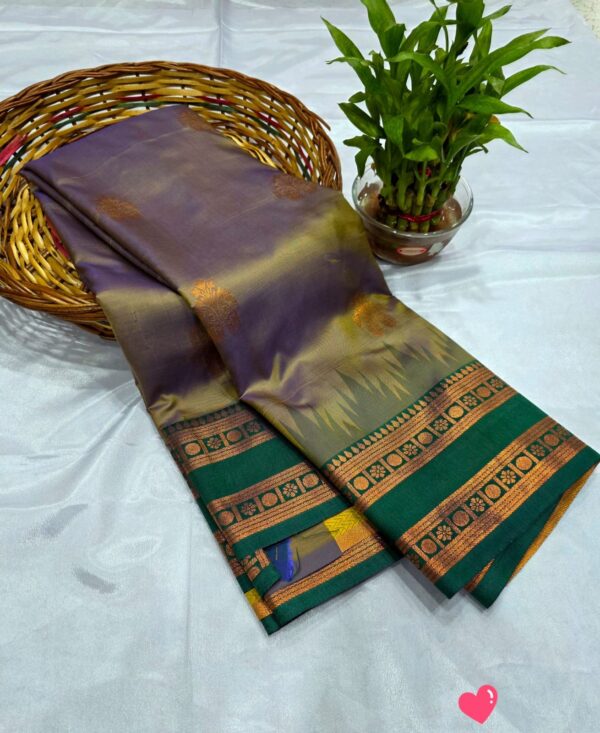 Luxery Golden Zari Soft Silk - grey