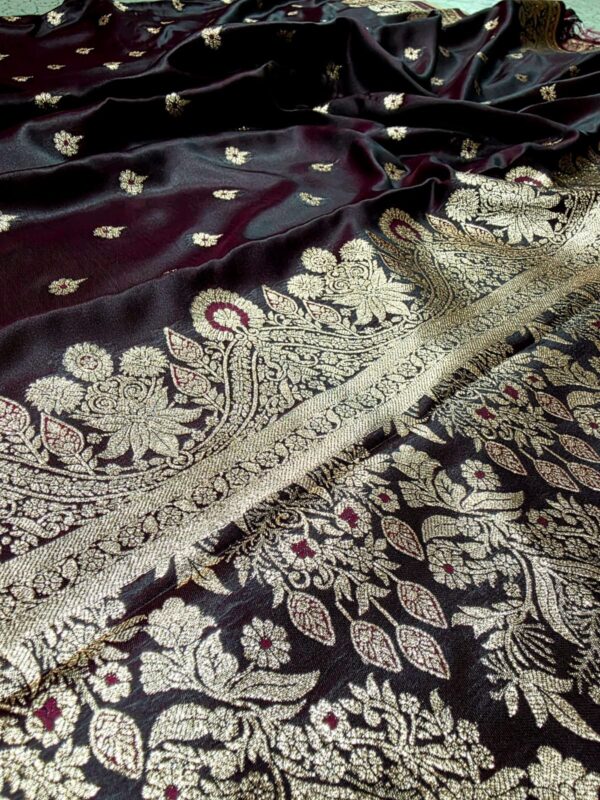 Dark Coloured Banarasi Satin Silk - Wine