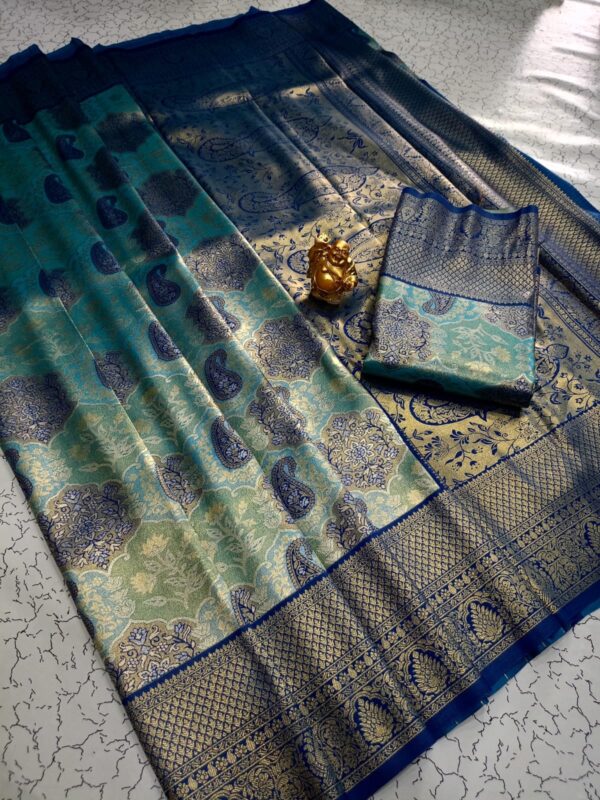 Bridal Tissue Silk saree - teal blue