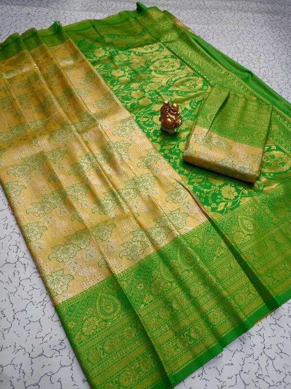 Bridal Tissue Silk saree - yellow green