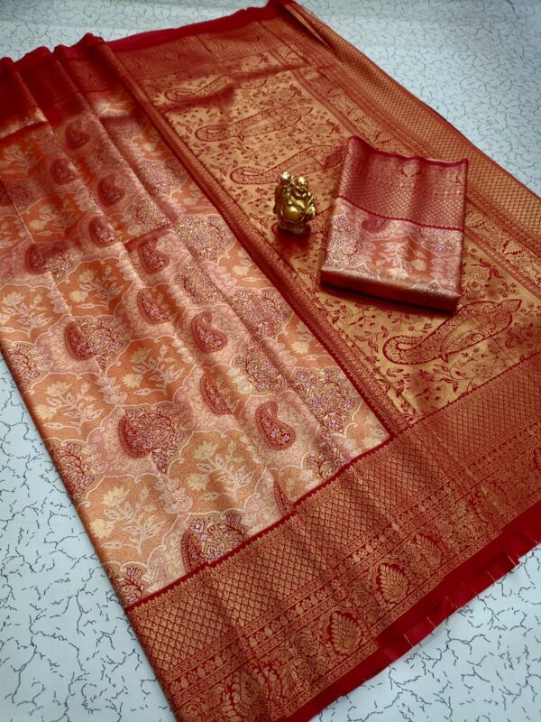 Bridal Tissue Silk saree - Rust Orange
