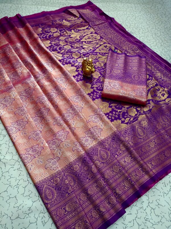 Bridal Tissue Silk saree - elagent lavender peach