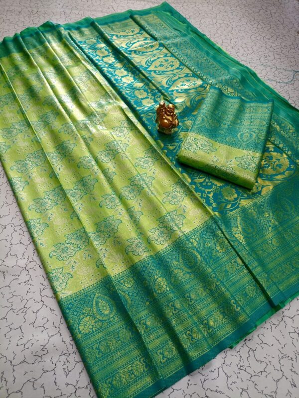 Bridal Tissue Silk Saree - parrot green