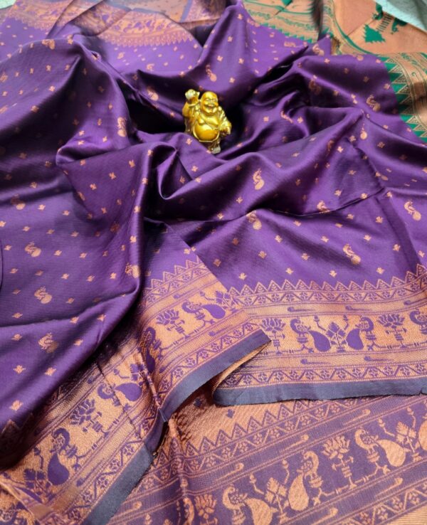 Banarasi Cotton – Purple with Copper Zari Border
