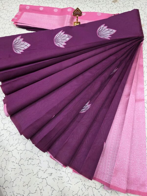 Borderless Kubera Silk Saree - Pastal pink