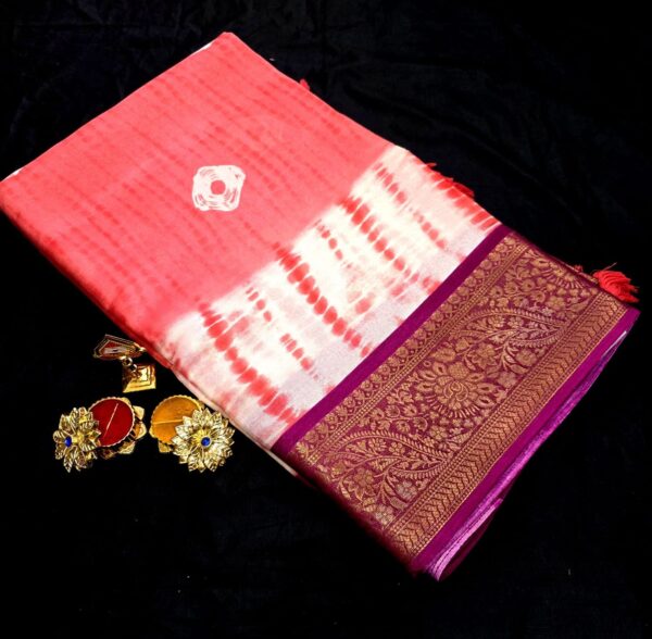 Siddhanth Weaves Masaba Saboori - Red & white Pink Zari Border