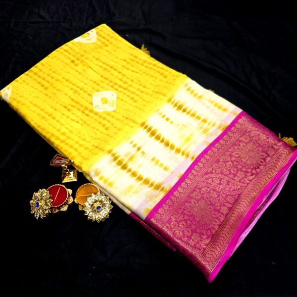 Siddhanth Weaves Masaba Saboori - yellow & White Pink Zari Border