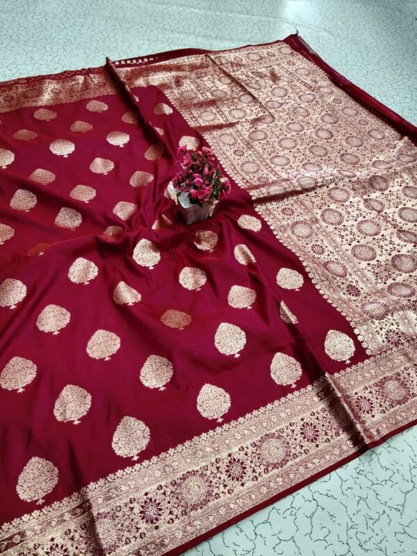 Pure Kora Silk Silver Zari - maroon