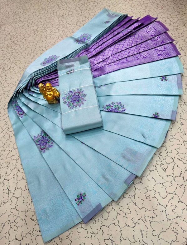 Borderless Meena Tissue Kubera - Sky-blue