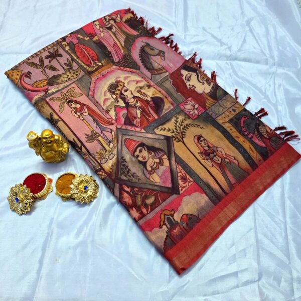 Siddhanth Kosovo Prints Traditional Kalamkari Silk saree - Red