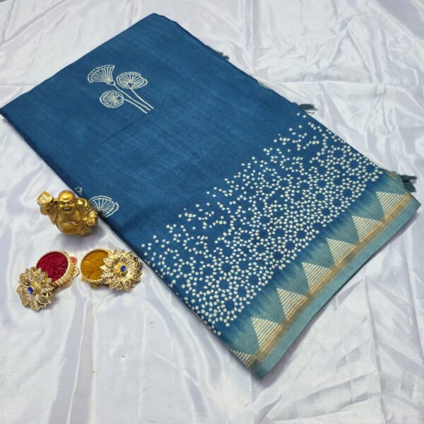Siddhanth Pundrik Prints Saree - teal blue