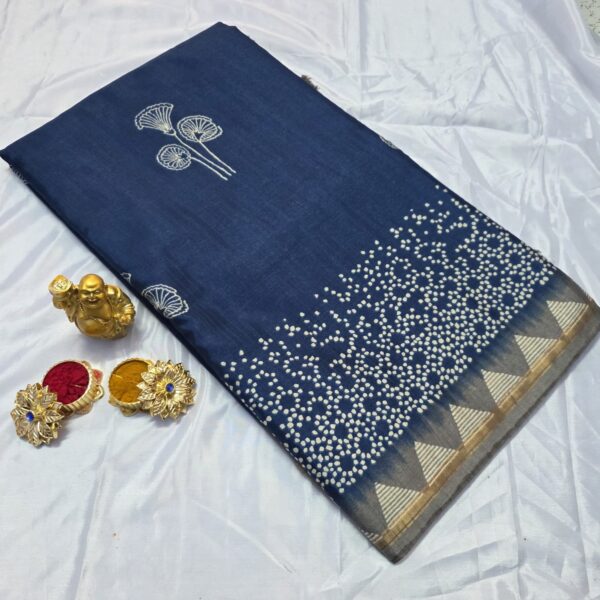 Siddhanth Pundrik Prints Saree - navy blue