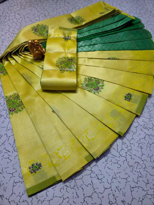 Borderless Meena Tissue Kubera - lemon yellow