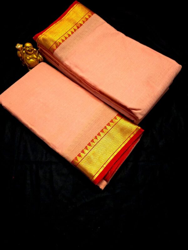 Plain Cotton Silk saree - Peach orange