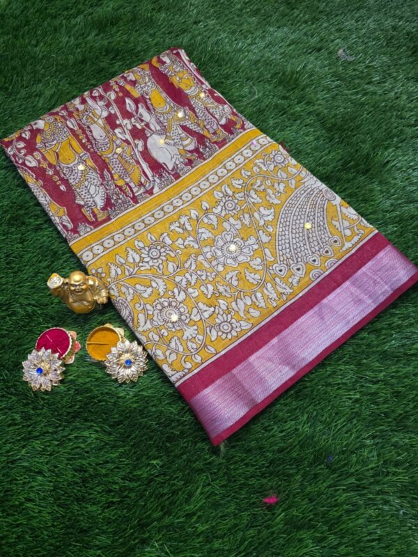 Siddhanth Traditional Banana Silk saree - Red & yellow