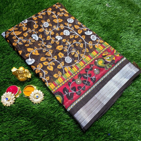 Siddhanth Traditional Banana Silk saree - Brown & Yellow