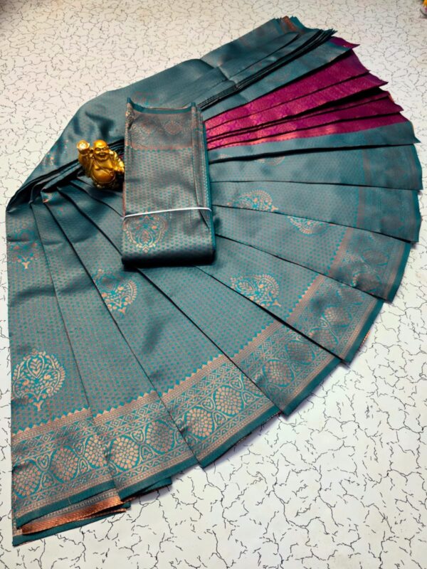 Kubera Traditional Silk saree - peacock blue
