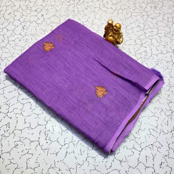 Linean Cotton saree - Purple