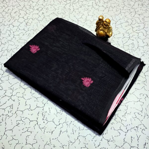 Linean Cotton saree - Black