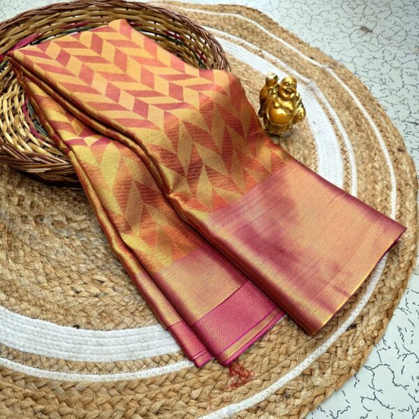 New Jothika Inspired Tissue Silk saree - Orange