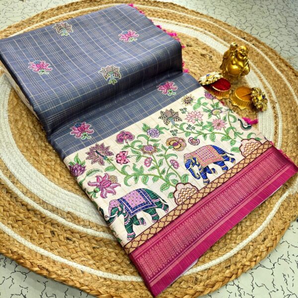 Siddhanth Traditional Bhavya Prints with Kalamkari Design - Ash