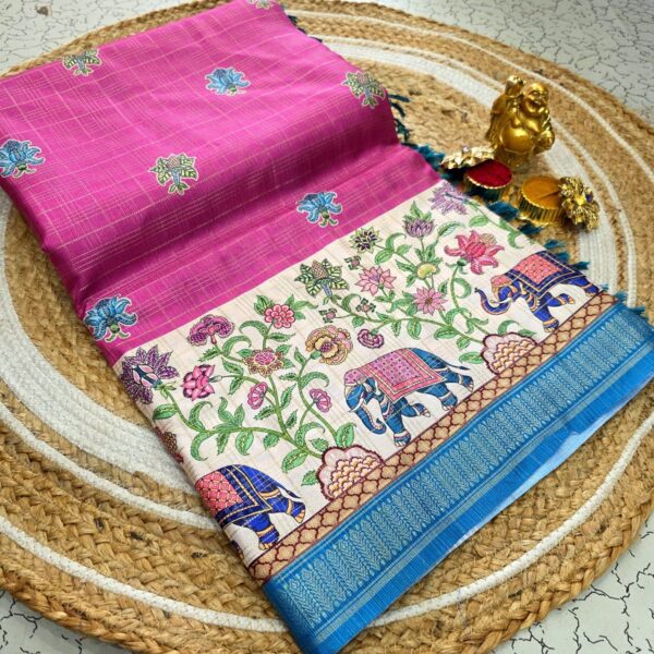Siddhanth Traditional Bhavya Prints with Kalamkari design - Pink