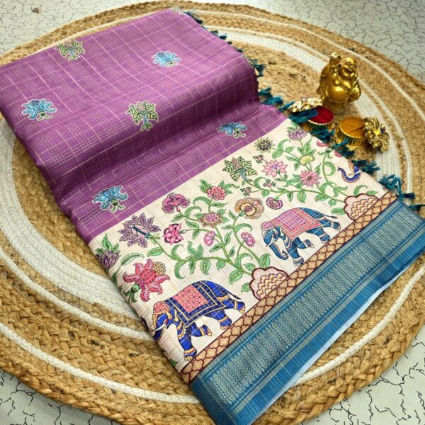 Siddhanth Traditional Bhavya Prints with Kalamkari Design - Light pink
