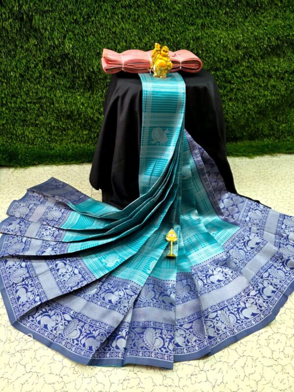 Laxmi Kubera Semi Silk Saree Rama Blue