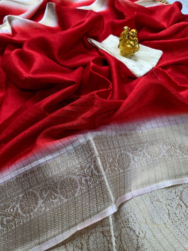 Mangalagiri Silk Cotton Checkd Saree Red